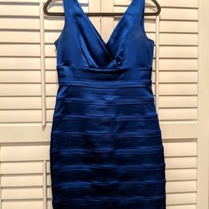 Calvin Klein blue deep v cut dress